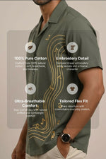 Thumbnail for Echo — Green Music Embroidered Cotton Shirt by Hilo Design - Dista