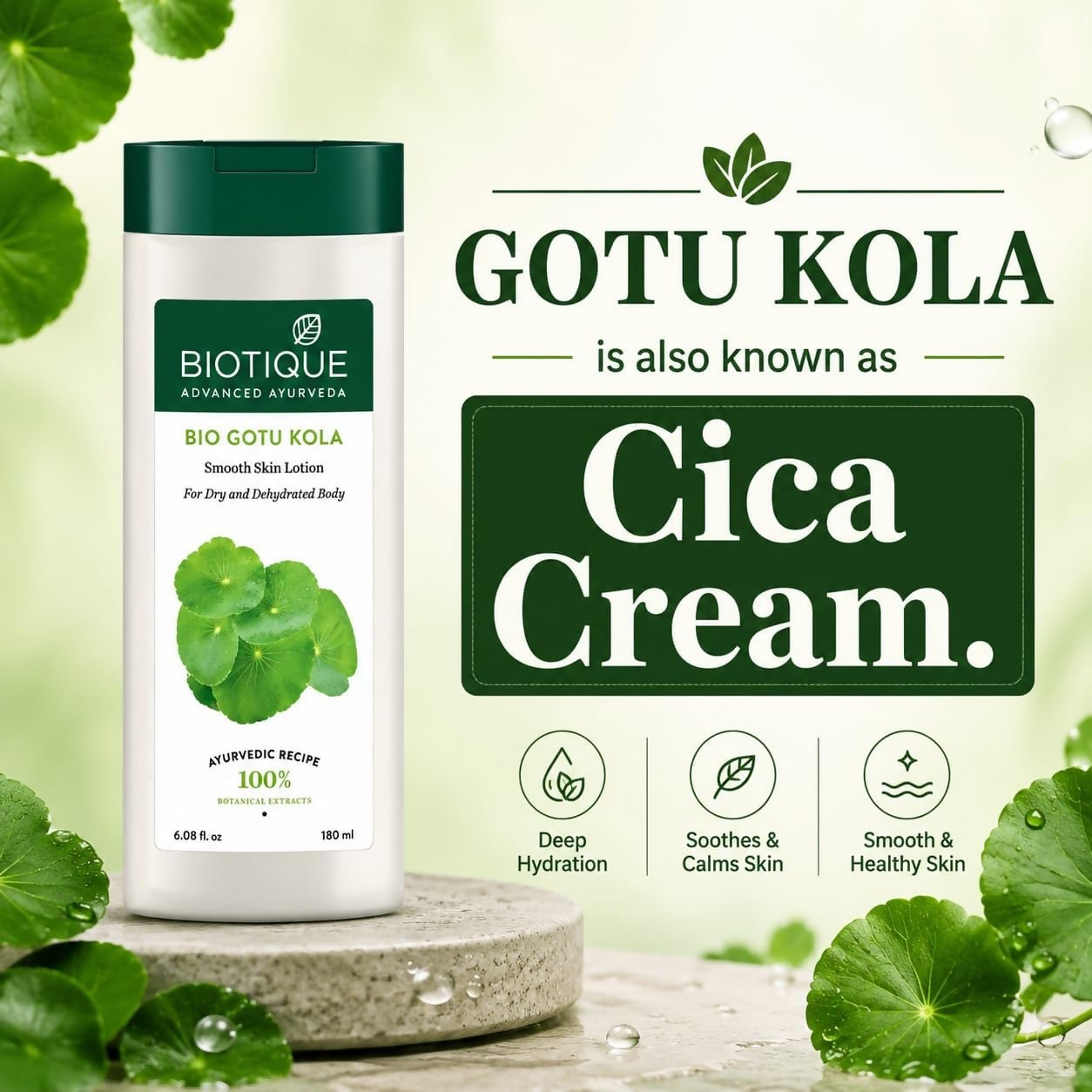 Biotique Bio Gotu Kola Smooth Skin Lotion For Dry and Dehydrated Body - Dista