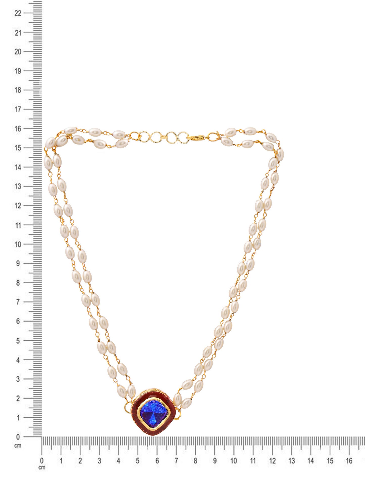 Ruby Raang Blue Meenakari & Pearl Choker - Distacart