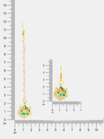 Thumbnail for Ruby Raang Gold Green Kundan Earrings And Maang Tikka