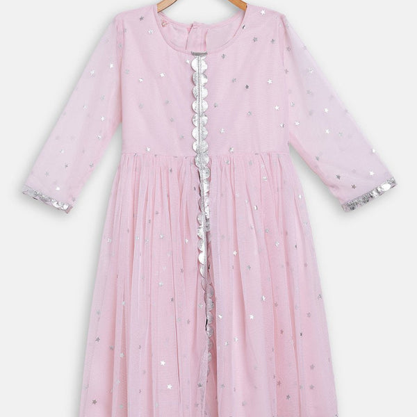 Ahalyaa Pink Crepe Front Slit Girl's Kurta