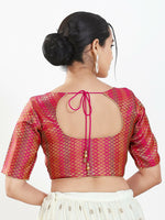 Thumbnail for Joban Fashion Pink Brocade Padded Blouse With Sweetheart Neck Elbow Sleeves