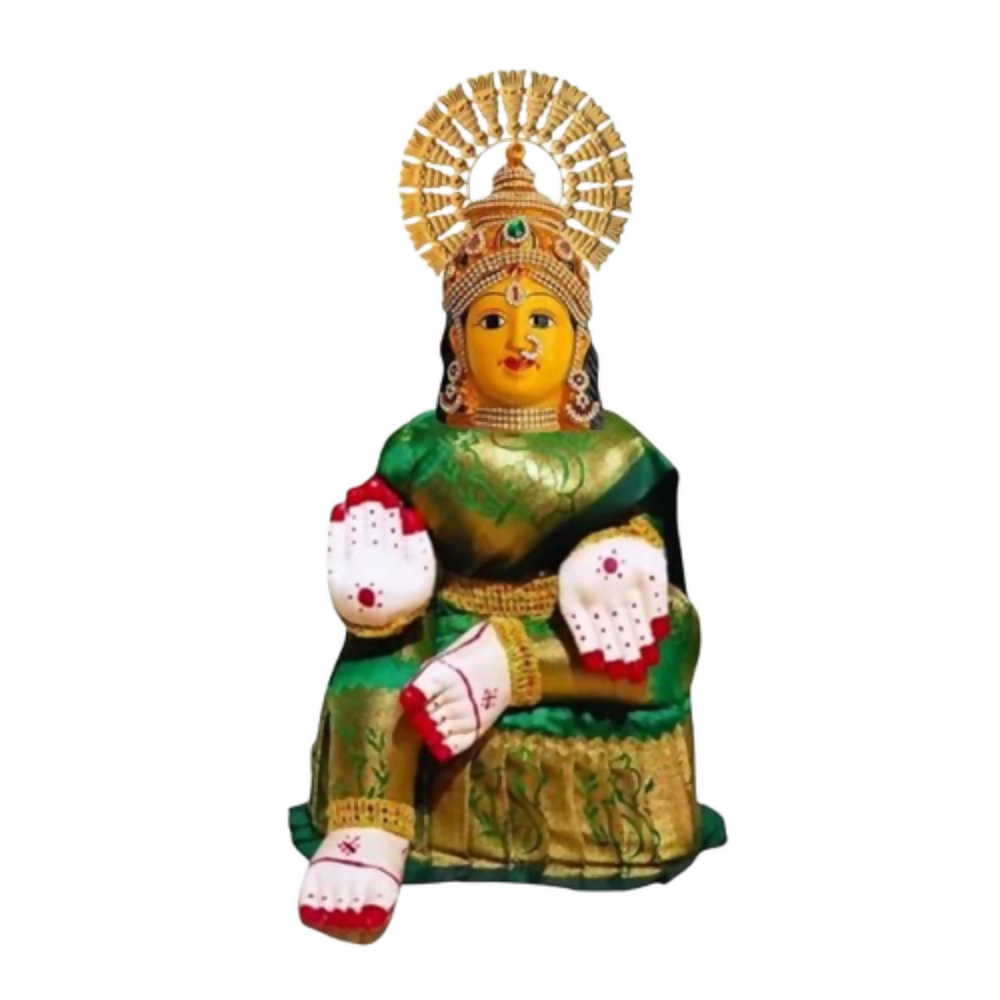 Ammavari Idol Varalakshmi Idol Full Set with Face - Green - Dista