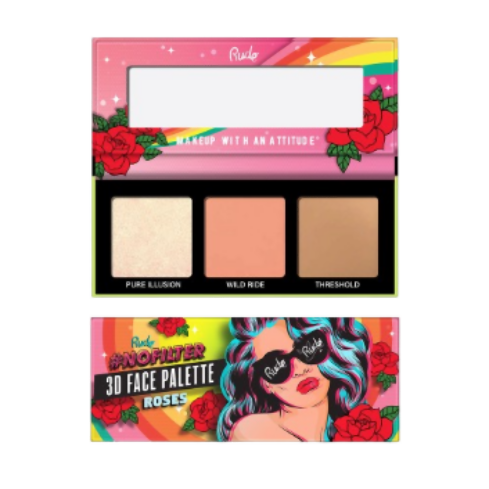 Rude Cosmetics Nofilter 3d Face Palette - Roses - Distacart