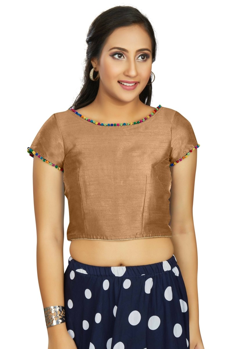 Aastha Fashion Women's Beige Art Silk Designer Party Wear Readymade Blouse - Distacart