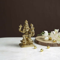 Thumbnail for Craftvatika Lakshmi Narasimha Murti Brass Vishnu Laxmi Narayan Idol Statue - Distacart