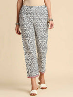 Thumbnail for Anubhutee Women Grey & Pink Cotton Floral Kurta With Trousers & Dupatta - Distacart