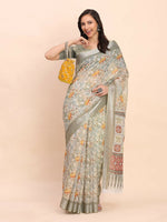 Thumbnail for Astita Linen Cotton White Saree
