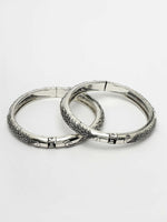 Thumbnail for NVR Women's Silver-Toned German Silver Peacock Design Oxidised Kada Bangle - Distacart