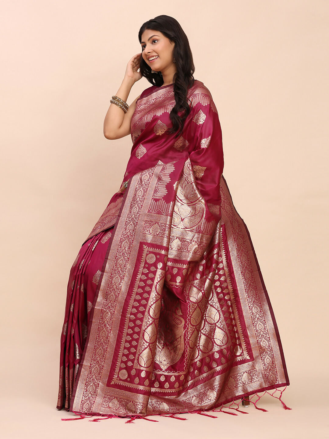 Astita Banarasi Silk Magenta Saree