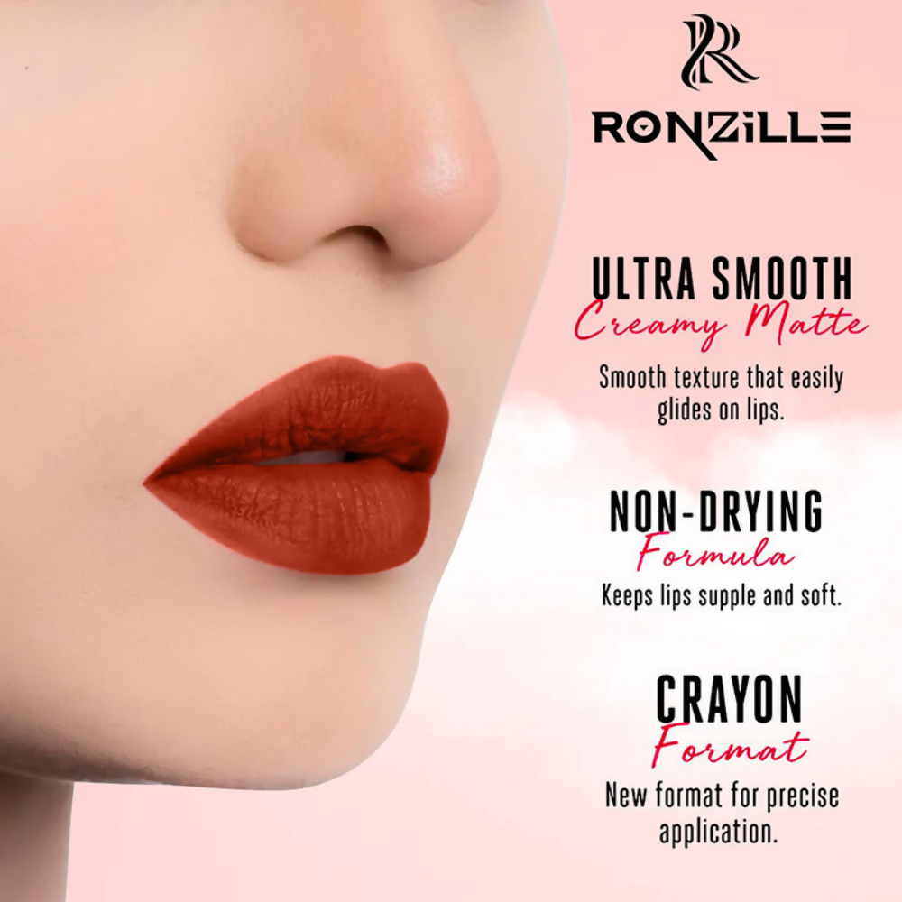 Ronzille Long Stay Matte Lip Crayon - Cherry Wood - Dista