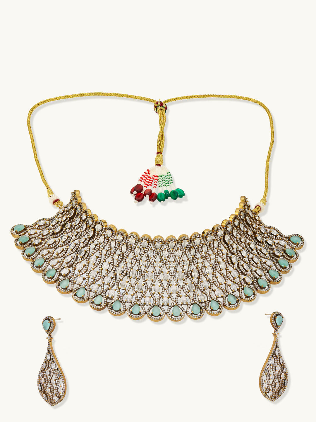 Nuyug 22k Gold-Plated Zircon Choker Set