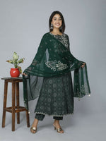 Thumbnail for Alvano Women's Attractive And Stylish Rayon Anarkali Kurta With Pant And Dupatta - Distacart