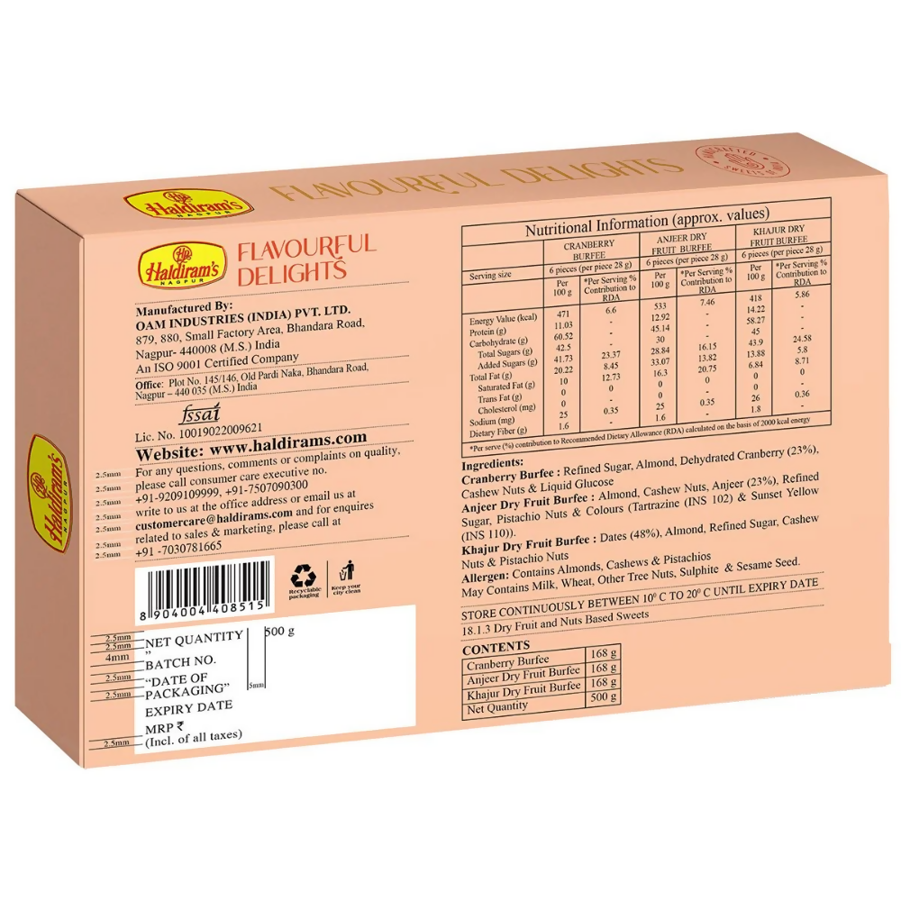 Haldiram's Flavourful Delights - Assorted Dry Fruits Burfee - Distacart
