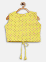 Thumbnail for Ahalyaa Yellow Viscose Rayon Printed Kids Top & Palazzo Sets With Jacket For Girls - Distacart