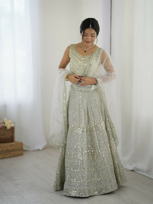 Aastha Fashion Off White Georgette Designer Wedding Wear Lehenga Choli