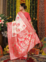 Thumbnail for Astita Silk White Saree