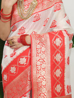 Thumbnail for Astita Linen Cotton Red & White Saree