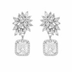 Thumbnail for Nuyug Rhodium-Plated Rhinestone Studded Floral Minimal Cotemporary Studs