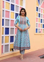 Thumbnail for Alvano Printed Anarkali Kurti with Pant and Dupatta Set for Women's and Girls Rayon - Distacart