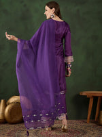 Thumbnail for Sangria Embroidered Kurta & Trouser With Dupatta