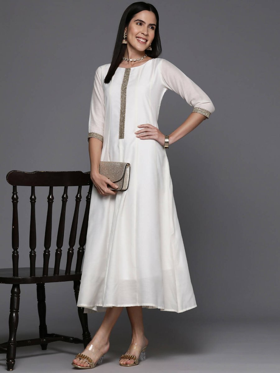 Ahalyaa Women's Traditional wear Ethnic Dress - Off White - Distacart