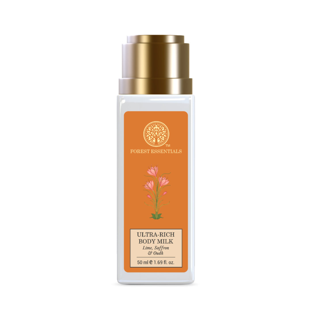 Forest Essentials Ultra-Rich Body Milk Lime Saffron & Oudh - Distacart