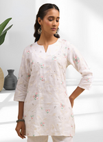 Thumbnail for Joban Fashion Off White Linen Embroidered Readymade Cord Set - Distacart