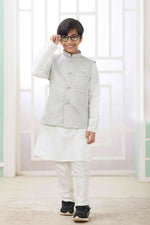 Thumbnail for Raivat Ethnic Art Silk Embroidery Work 3 Pics Jacket Set In Grey Colour - Distacart
