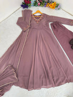 Thumbnail for Teeya Creation Womens New Fancy Fox Georgette Heavy Quality Fabric With Handwork Gown Set - Dista