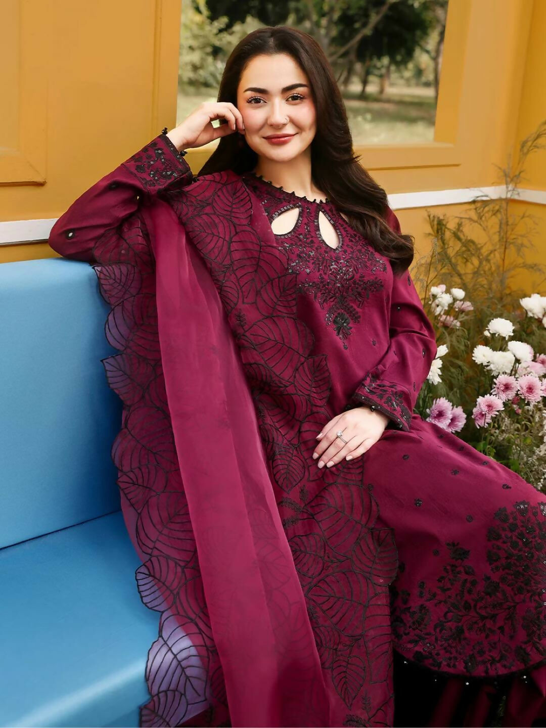 Teeya Creation Womens Trending Stylish Kurta Palazzo Set - Wine - Dista