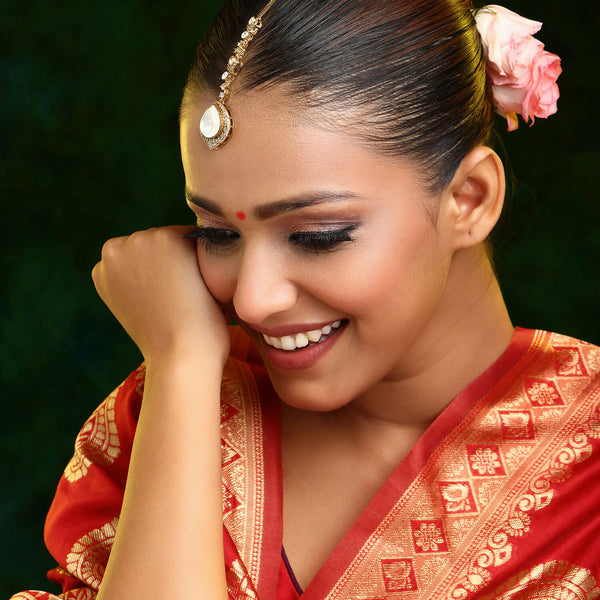 Ruby Raang 22k Gold Polished Kundan Maang Tikka