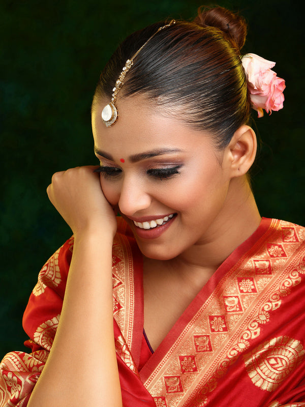 Ruby Raang 22k Gold Polished Kundan Maang Tikka