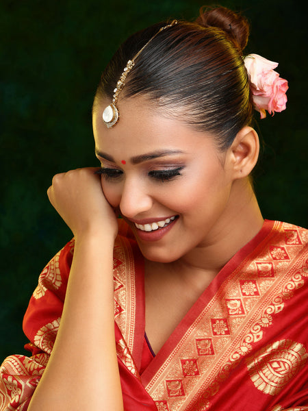 Ruby Raang 22k Gold Polished Kundan Maang Tikka