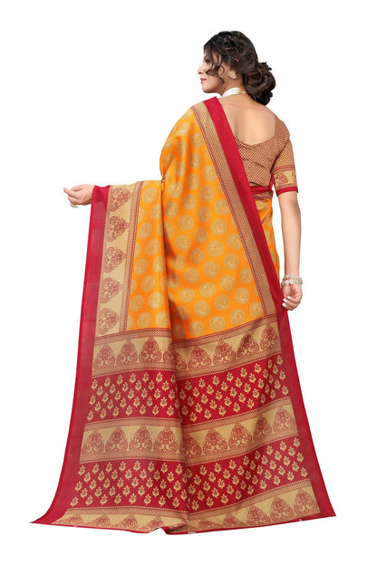 Vamika mustard Printed Art Silk Saree - Distacart