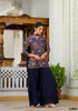 Designer Stylish Navy Blue Dull satin Stitched Suit With Dupatta - Samya - Distacart