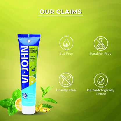 VI-JOHN Dermatologically Tested Vitamin-E enriched Anti Bacterial Lime & Lemon Shaving Cream - Distacart
