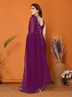 Thumbnail for Partywear Designer Purple Georgette Fancy Saree - Starwalk - Distacart