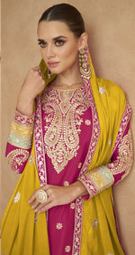 Thumbnail for Anaita Red Chinon Suit with Embroidery Coding Sequence Work