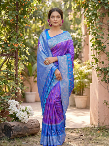 Shree Shyam Fashion Purple Soft Silk Saree - Dista
