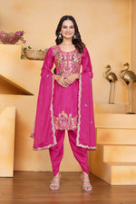 Thumbnail for Joban Fashion Pink Silk Embroidered Dhoti Dhoti Set - Distacart