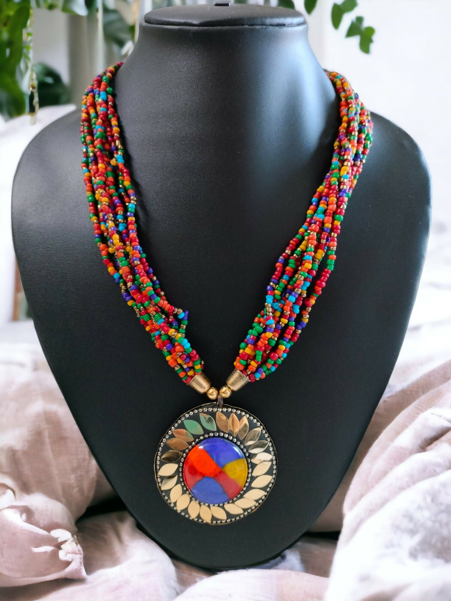 Inhanns Everyday Statement Beaded Pendant Necklace - Multi Colour - Distacart