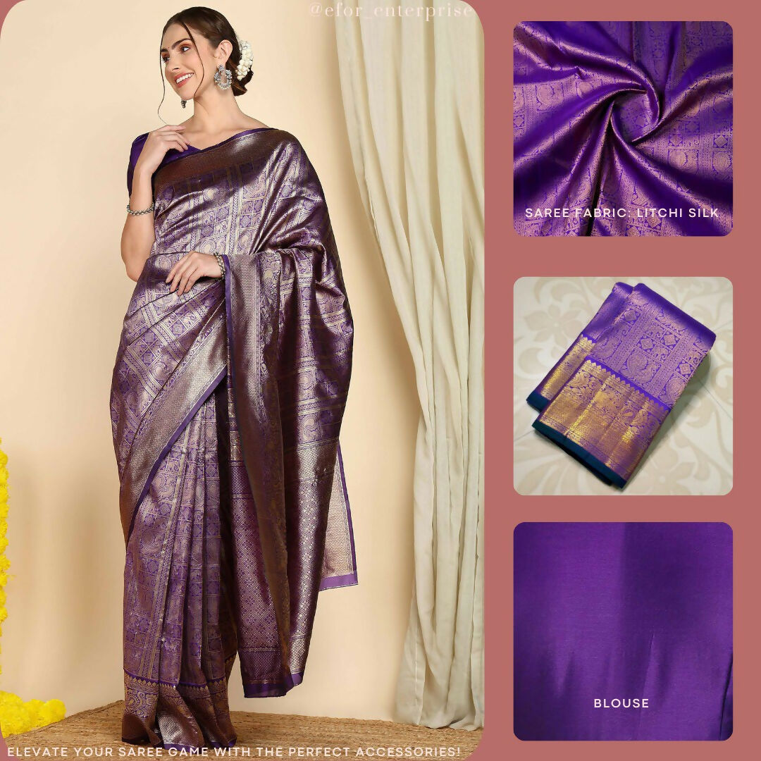 Preksha Creation Designer Women Banarasi Soft Silk Saree - Dark Blue - Distacart