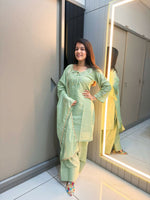Thumbnail for Anaita Green Crape Readymade Kurti Set with Beads Sequence Work - Distacart