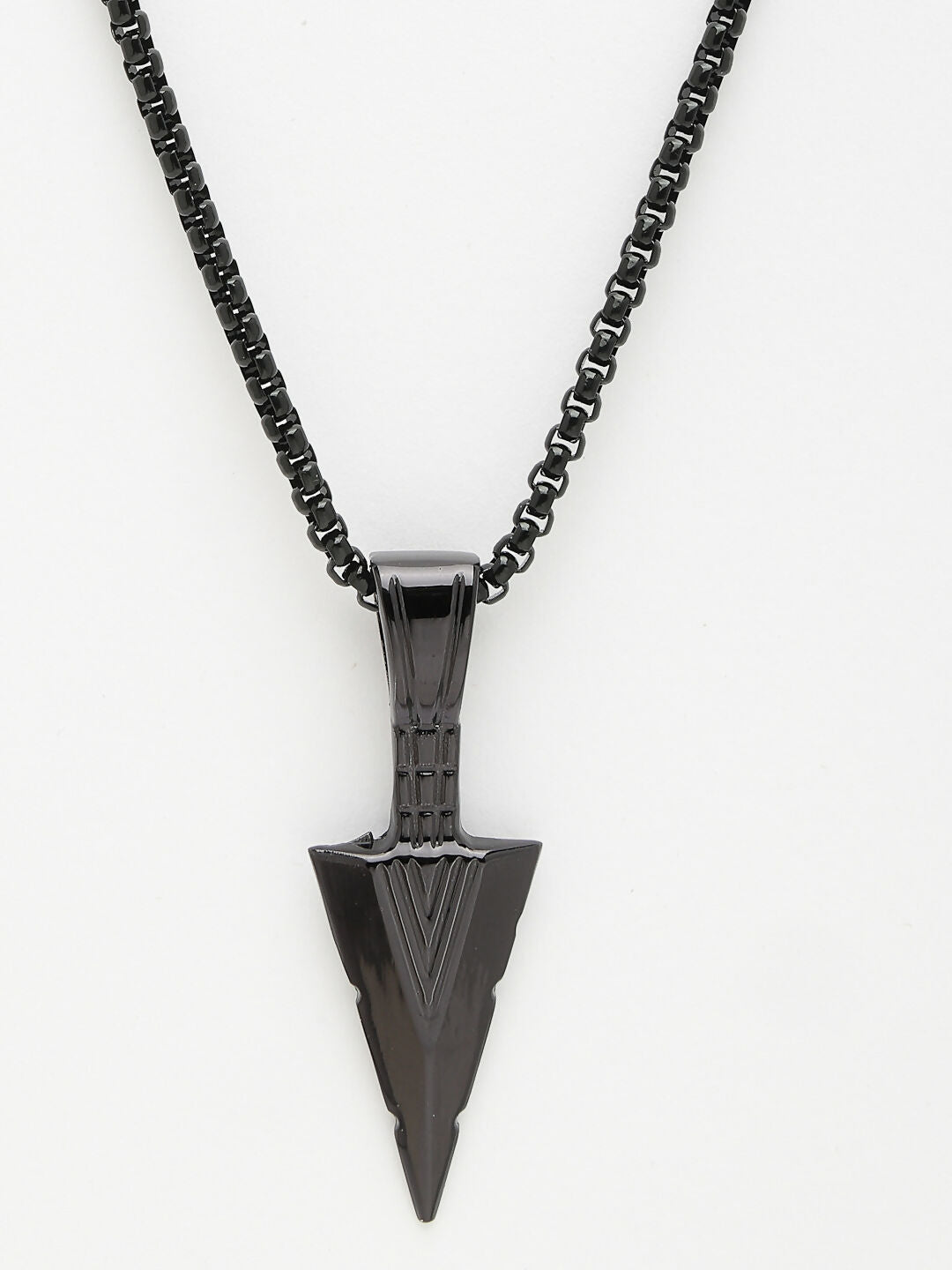 NVR Men's Black Rhodium-Plated Arrow-Shaped Pendant With Chain - Distacart
