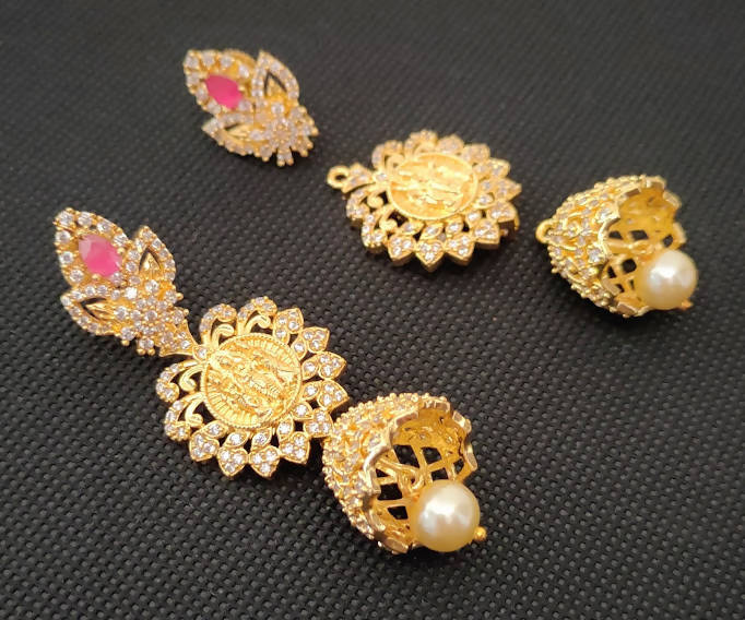 AD Rubies Designer 4 in 1 Temple Earrings