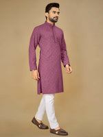 Thumbnail for Anaita Purple Embroidered Rayon Straight Kurta - Distacart