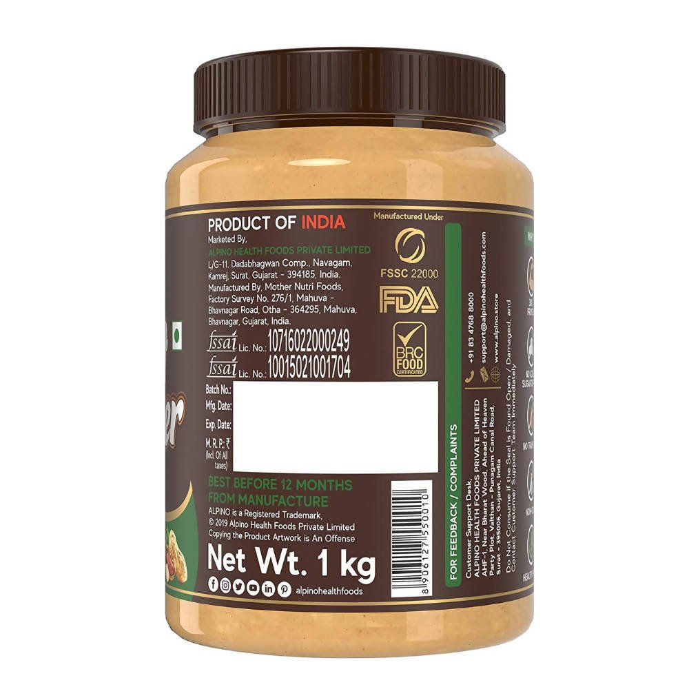 Alpino Natural Peanut Butter Crunch Unsweetened - Distacart