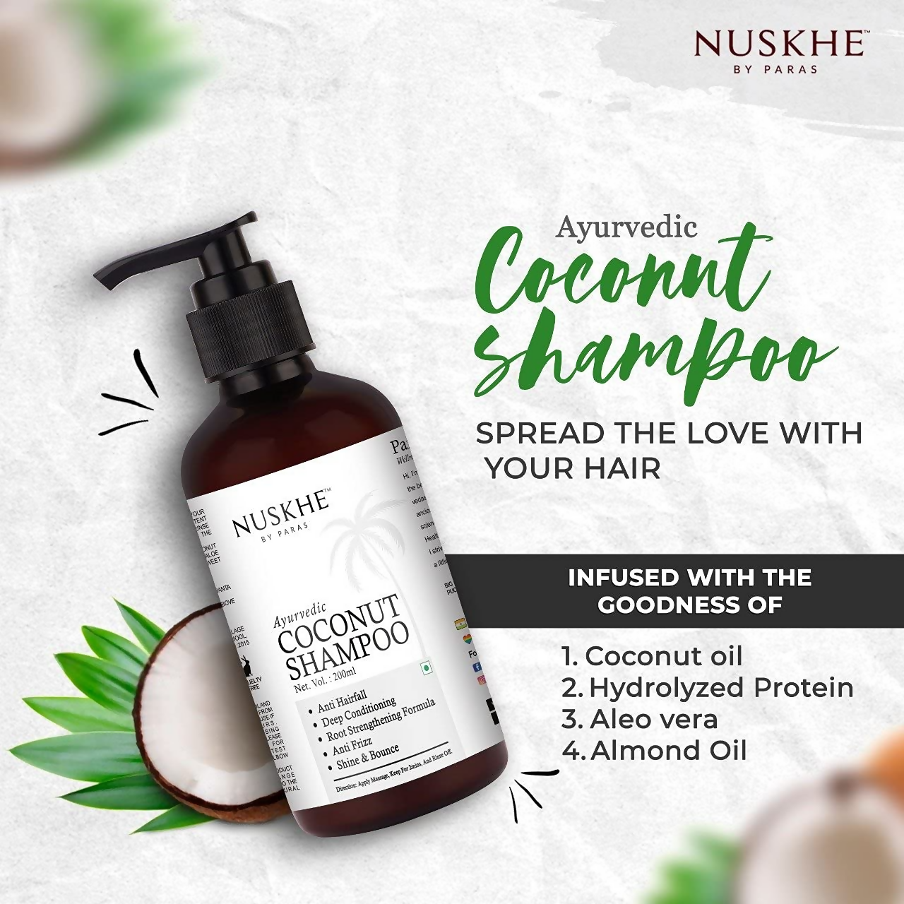 Nuskhe By Paras Ayurvedic Coconut Shampoo - Distacart