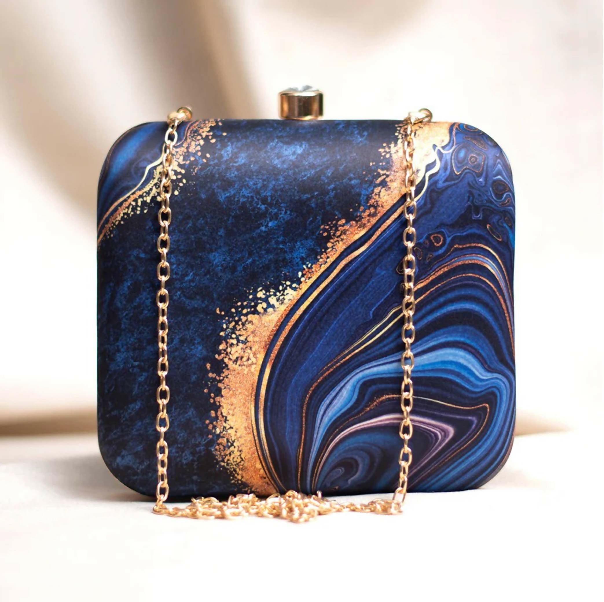 Joban Fashion Printed Mdf Clutch - Blue